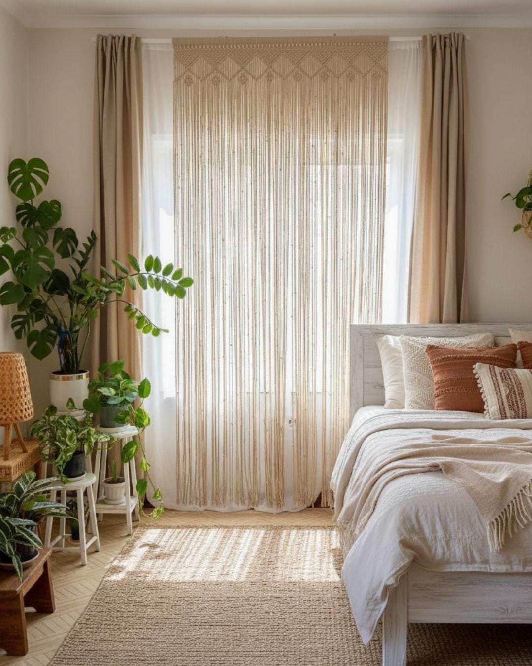 El Yapımı  Makrome Perde – Balkon, Pencere ve Pergola İçin Boho Dekoratif Perde
