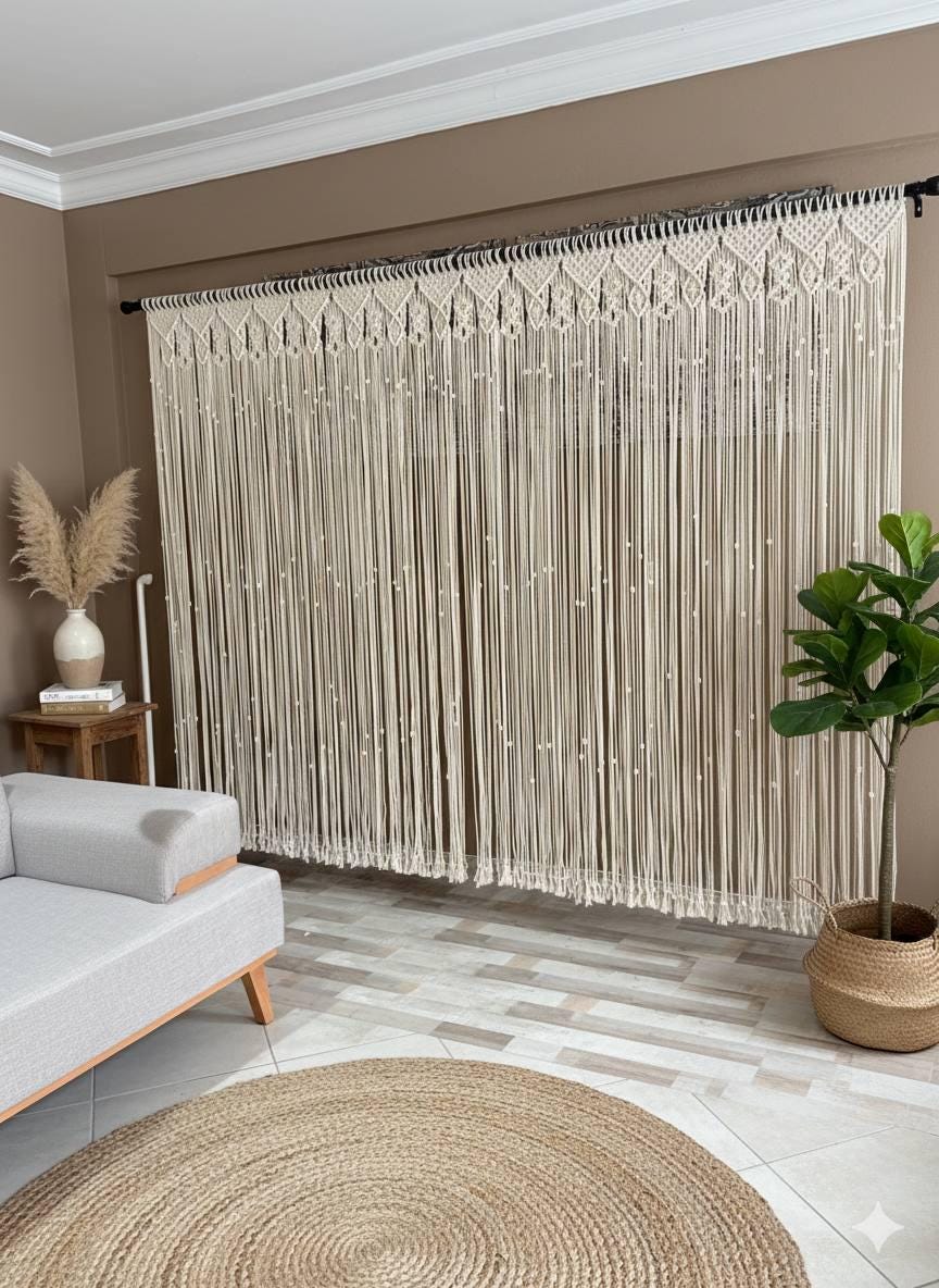 El Yapımı  Makrome Perde – Boho Kapı, Balkon Perdesi