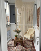 El Yapımı Geometrik Makrome Perde – Boho Kapı, Balkon ve Oda Bölücü Dekor