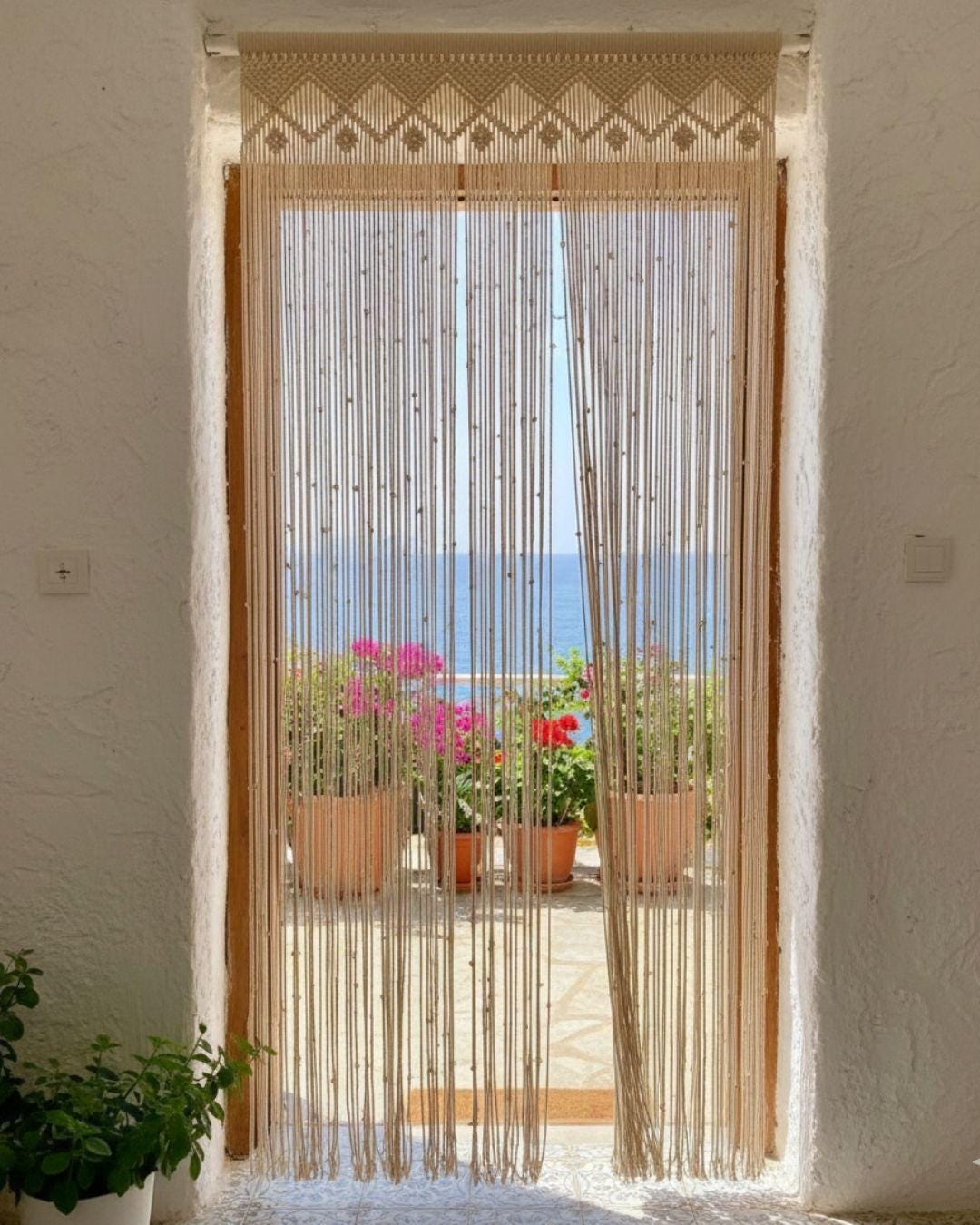 El Yapımı  Makrome Perde – Balkon, Pencere ve Pergola İçin Boho Dekoratif Perde