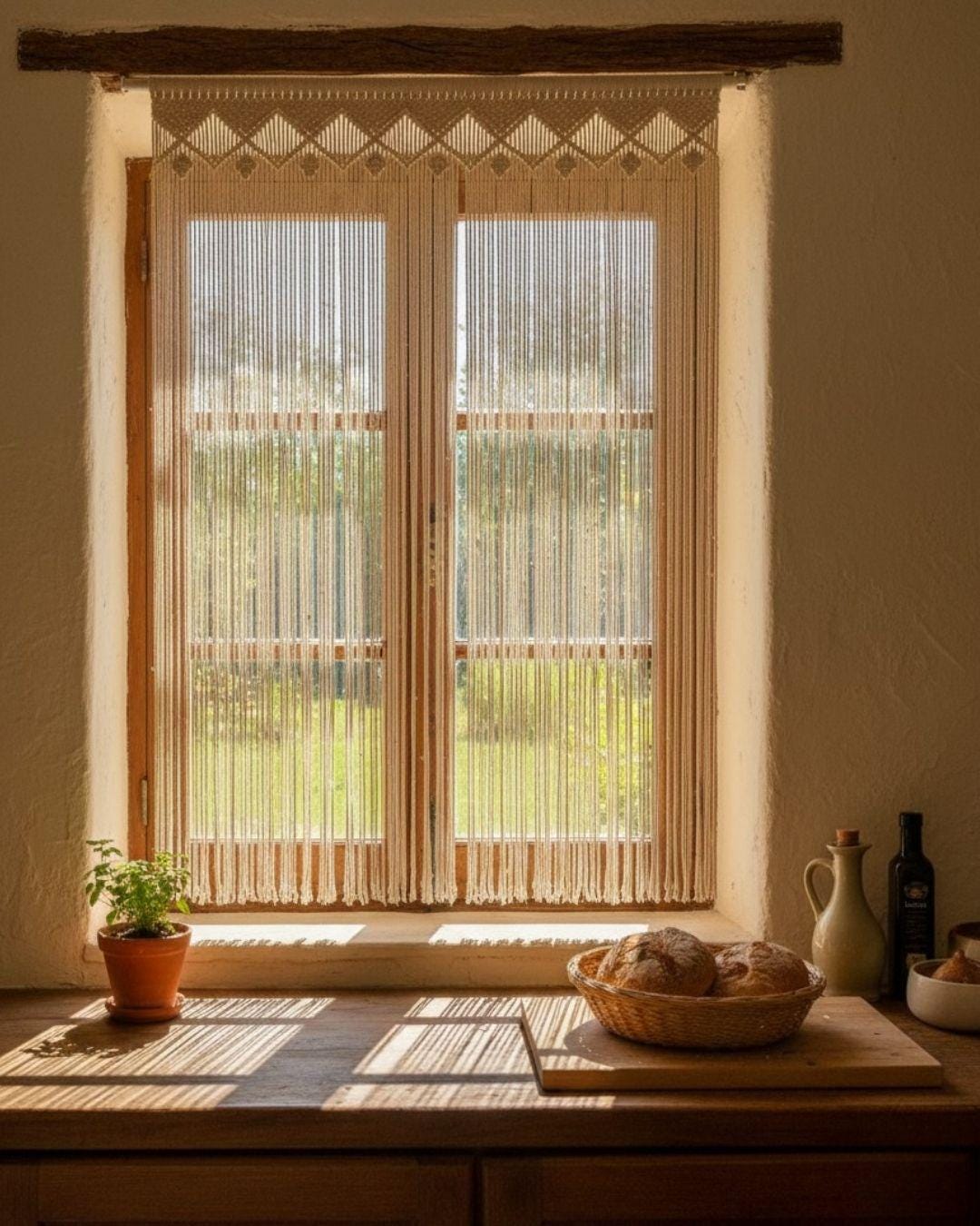 El Yapımı  Makrome Perde – Balkon, Pencere ve Pergola İçin Boho Dekoratif Perde