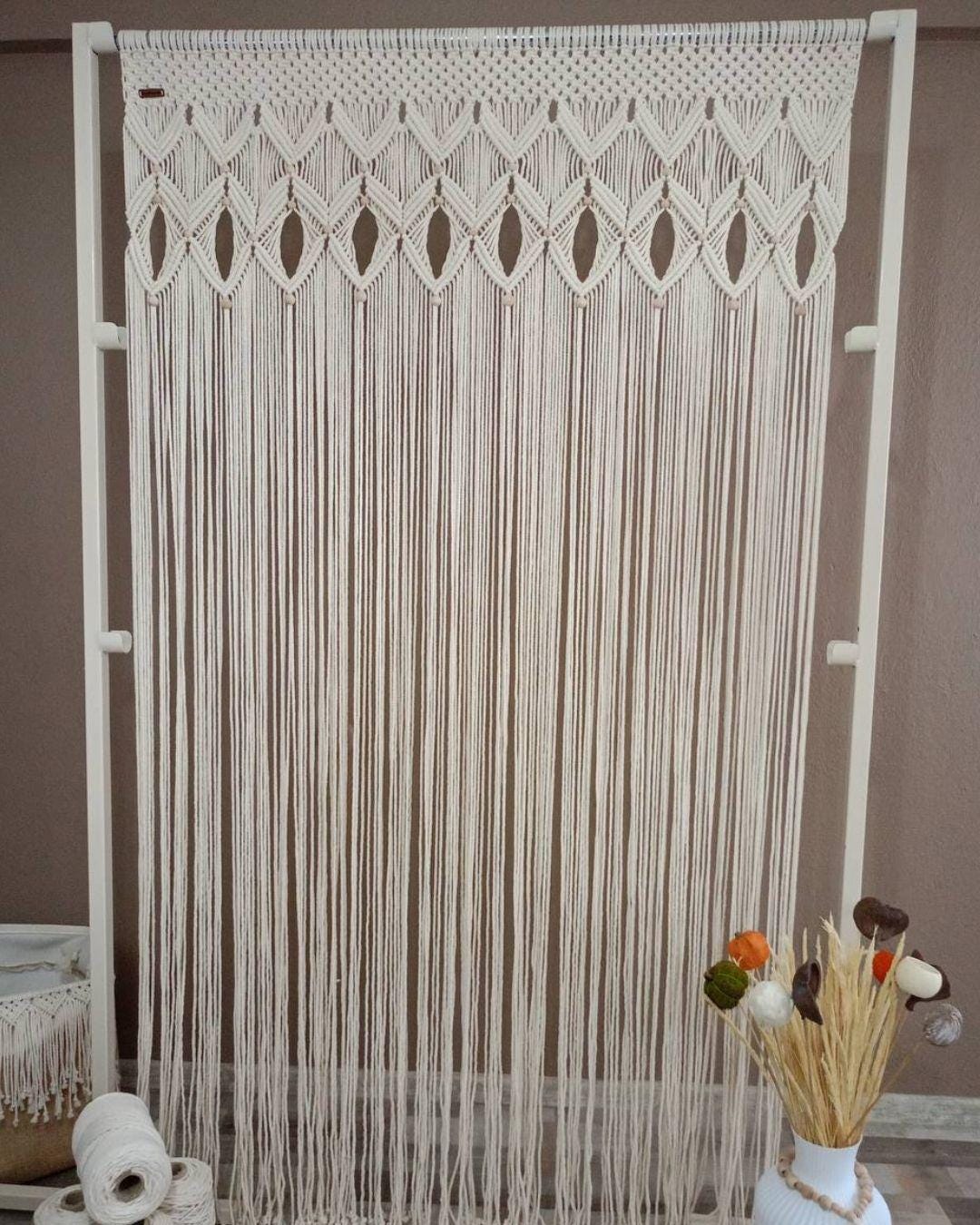 El Yapımı Makrome Perde, Boho Kapı ve Balkon Perdesi,  Bohem Doğal Ev Dekoru