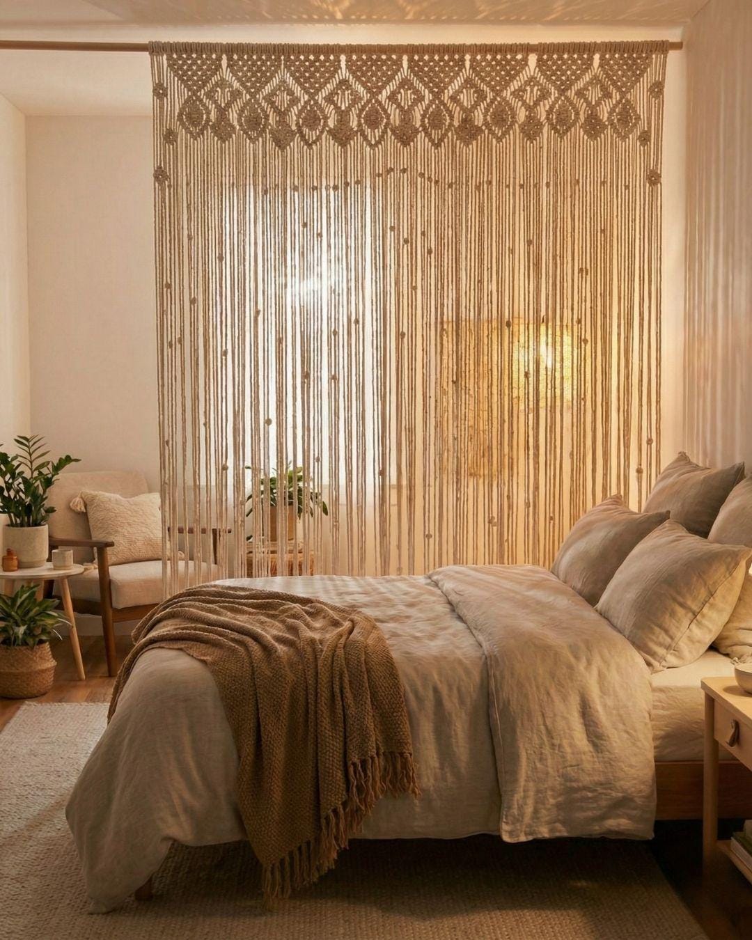 El Yapımı  Makrome Perde – Boho Kapı, Balkon Perdesi