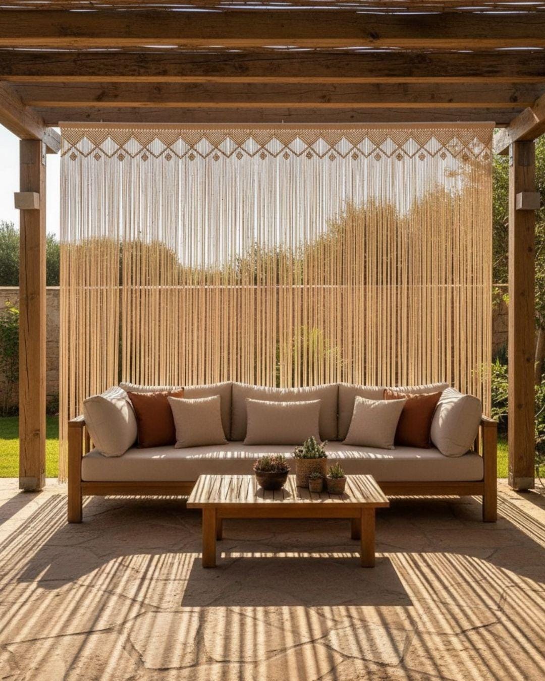 El Yapımı  Makrome Perde – Balkon, Pencere ve Pergola İçin Boho Dekoratif Perde