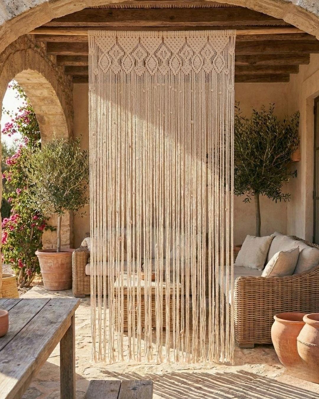 El Yapımı  Makrome Perde – Boho Kapı, Balkon Perdesi